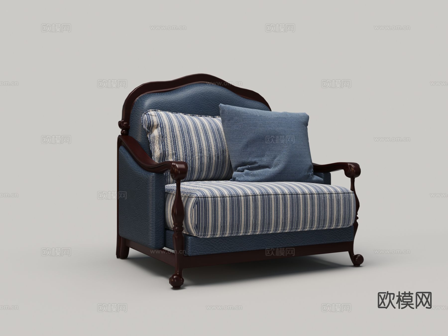 欧式沙发 单人沙发3d模型下载