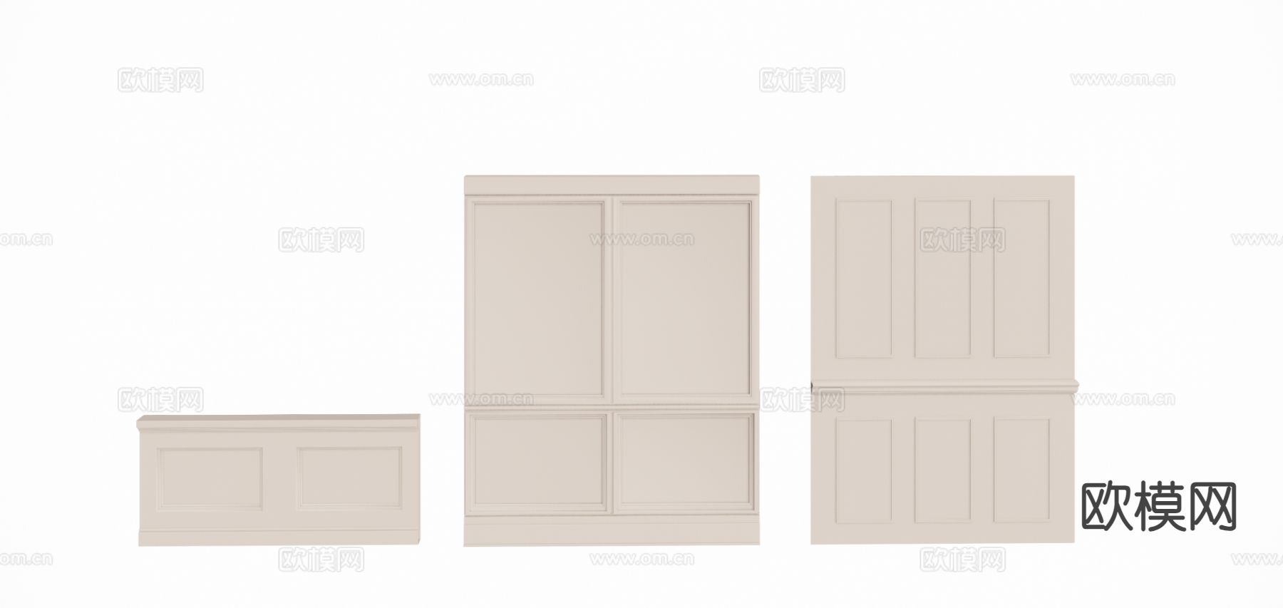 欧式墙板装饰条su模型下载（渲染图3）
