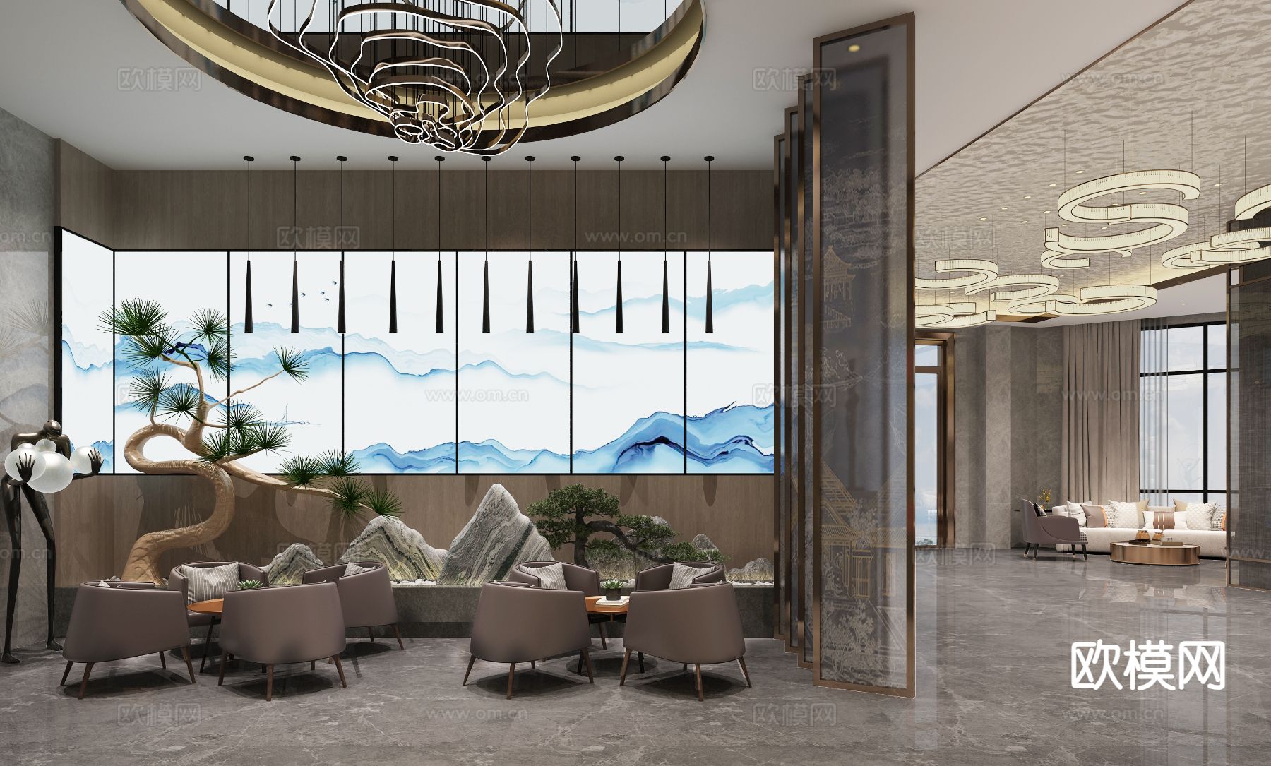 新中式洗浴中心3d模型下载（渲染图2）