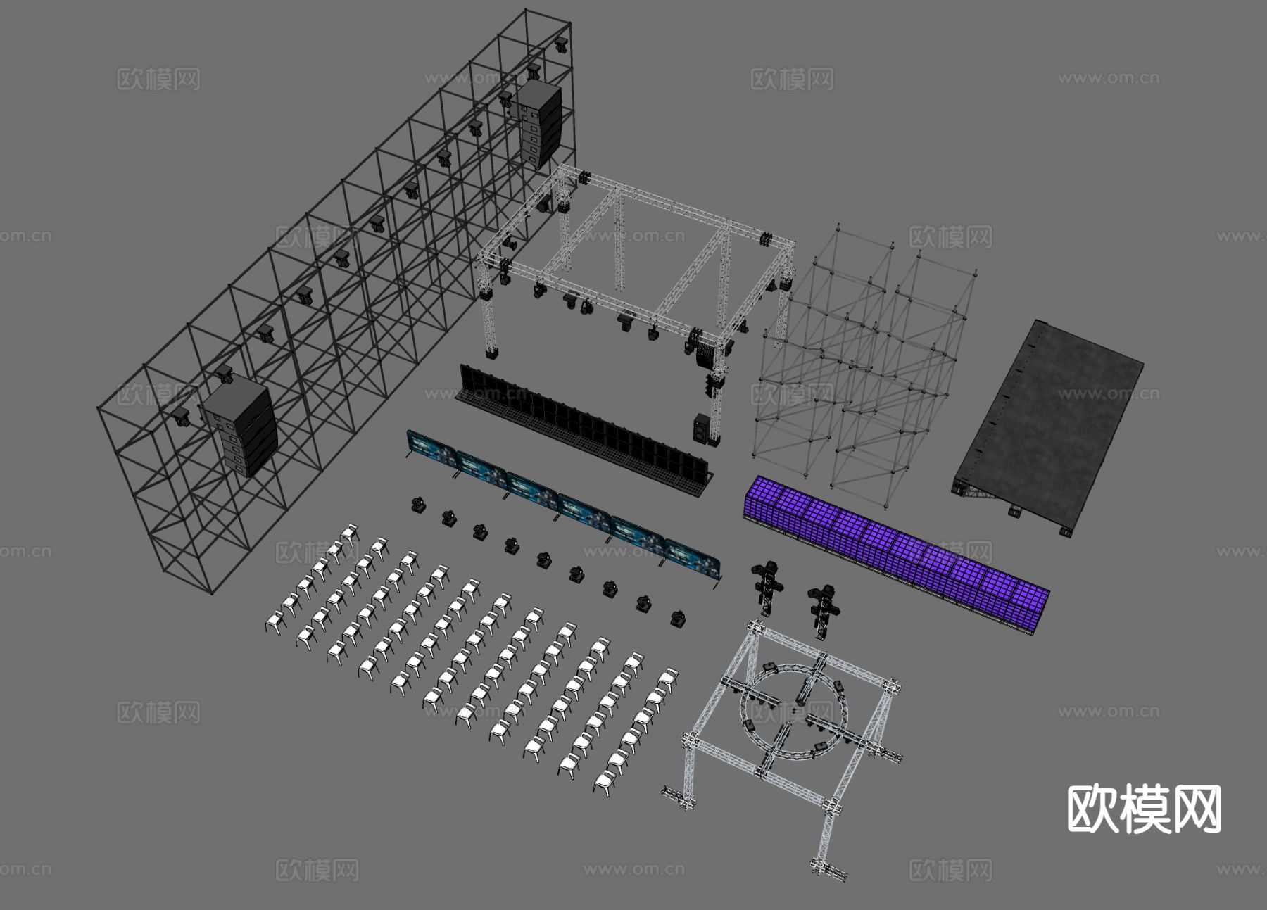 舞台设备棚架su模型下载（渲染图1）