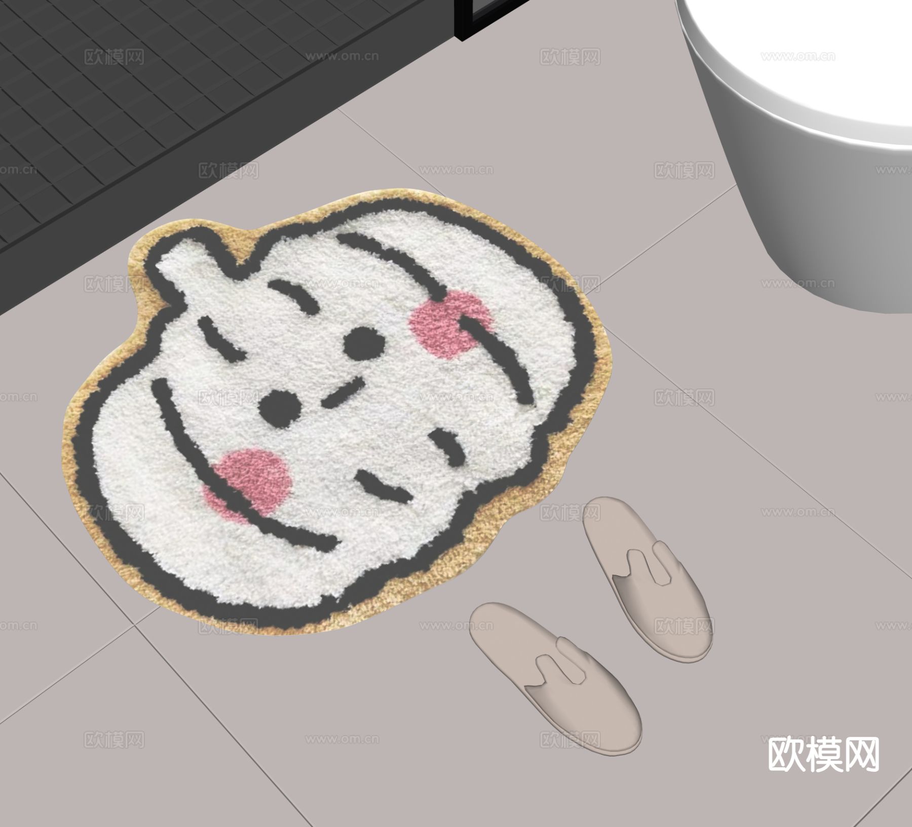 现代异形地毯su模型下载（渲染图1）