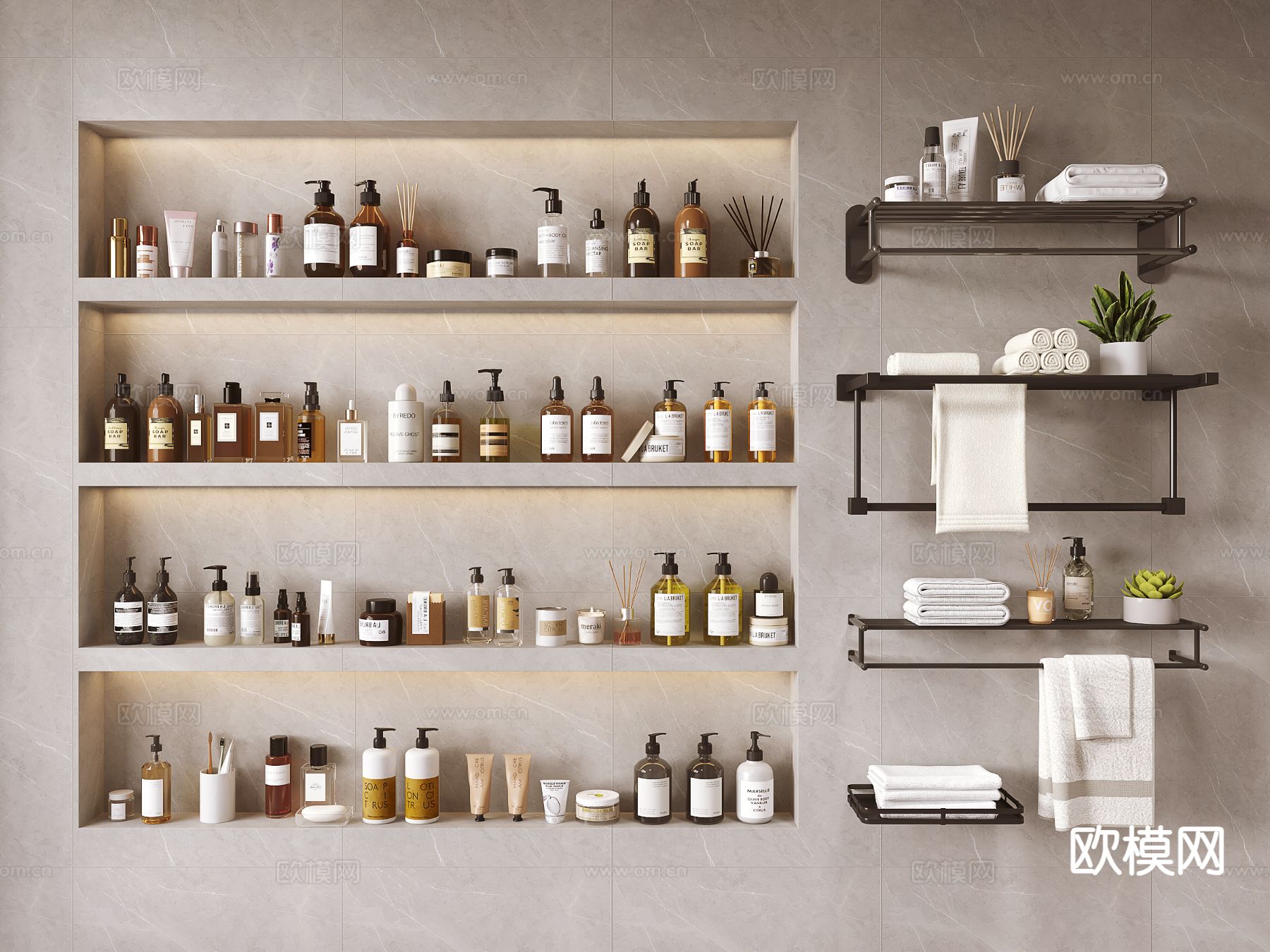 洗护用品 毛巾架 卫浴用品su模型下载（渲染图2）