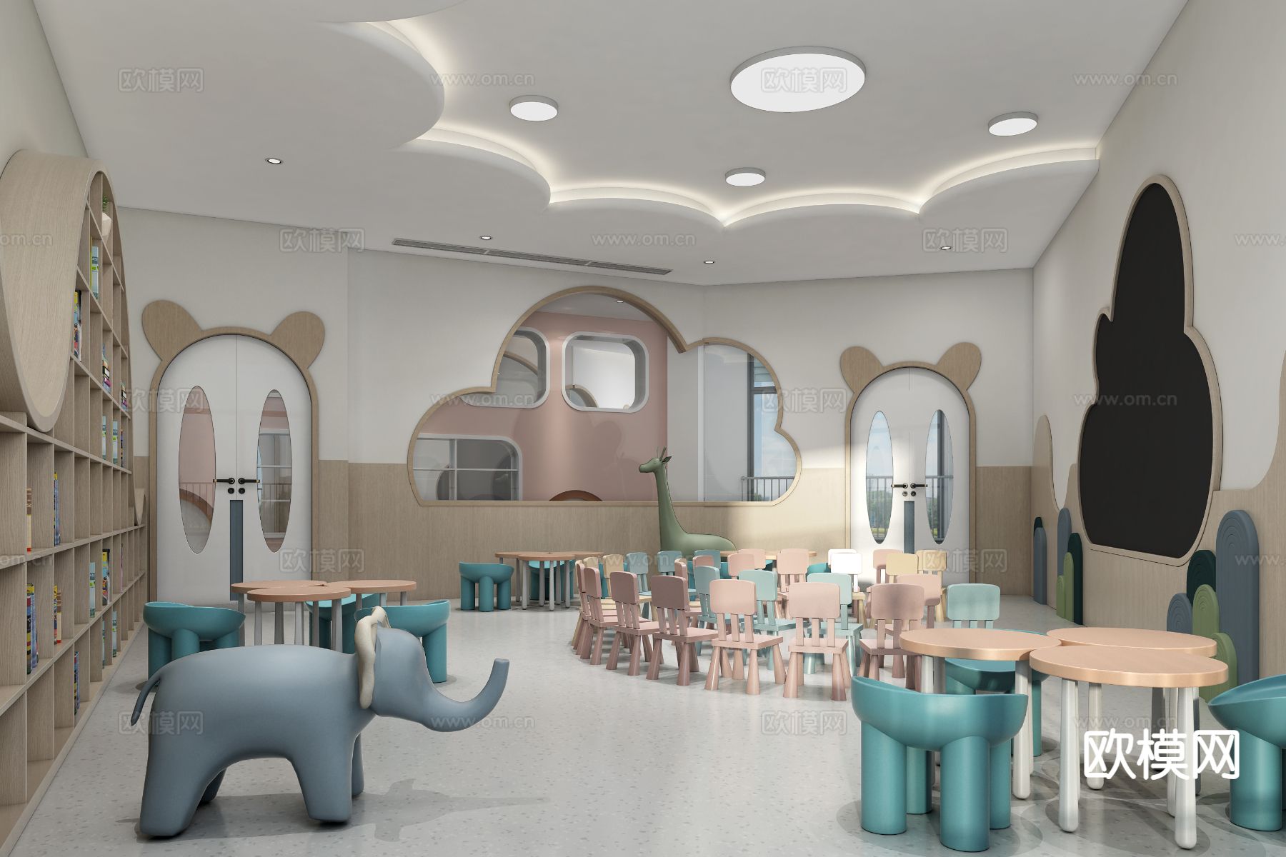 现代幼儿园教室3d模型下载