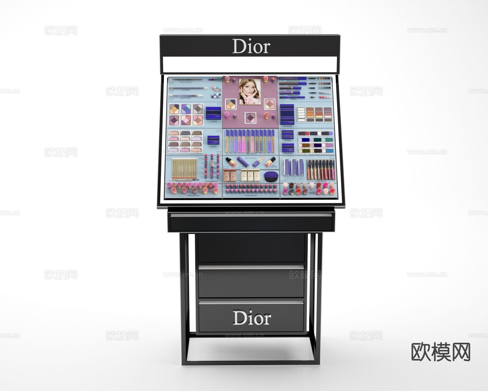 美妆展柜 展台 中岛台3d模型下载（渲染图1）