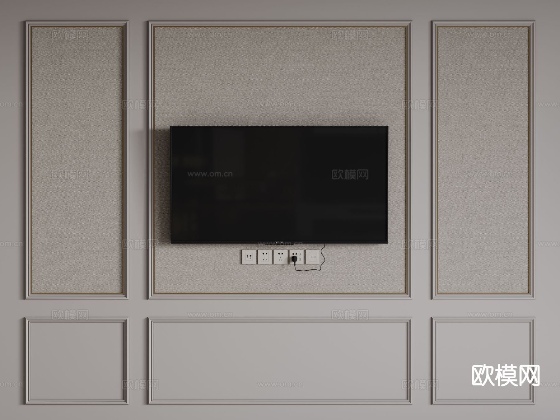 欧式背景墙 电视背景3d模型下载