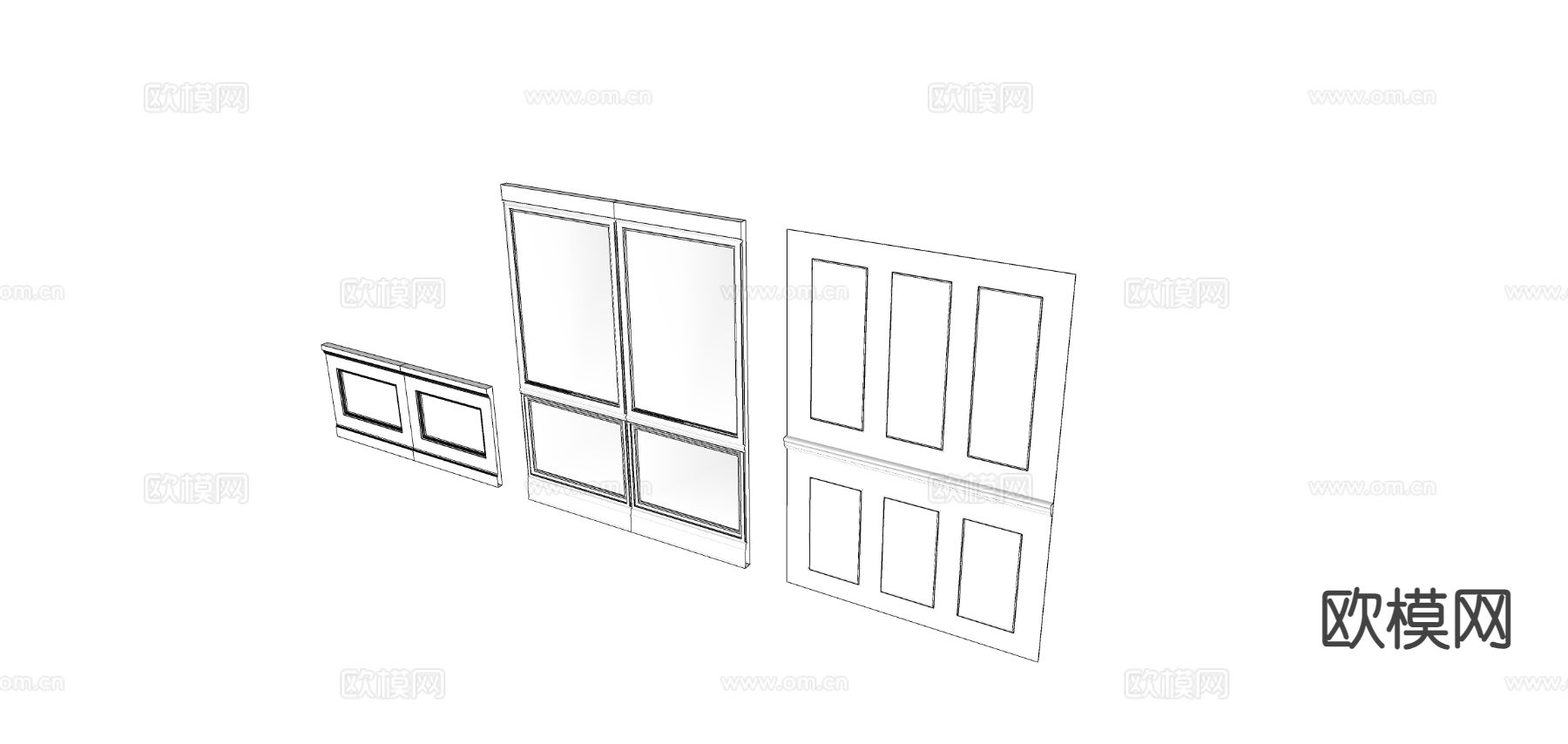欧式墙板装饰条su模型下载（渲染图2）