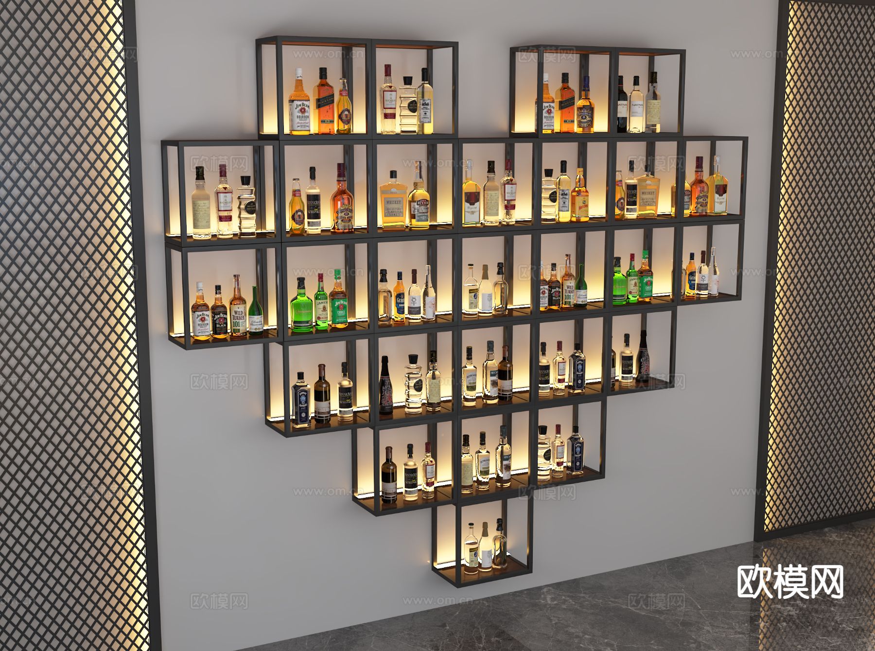 现代爱心酒柜 壁挂酒架3d模型下载