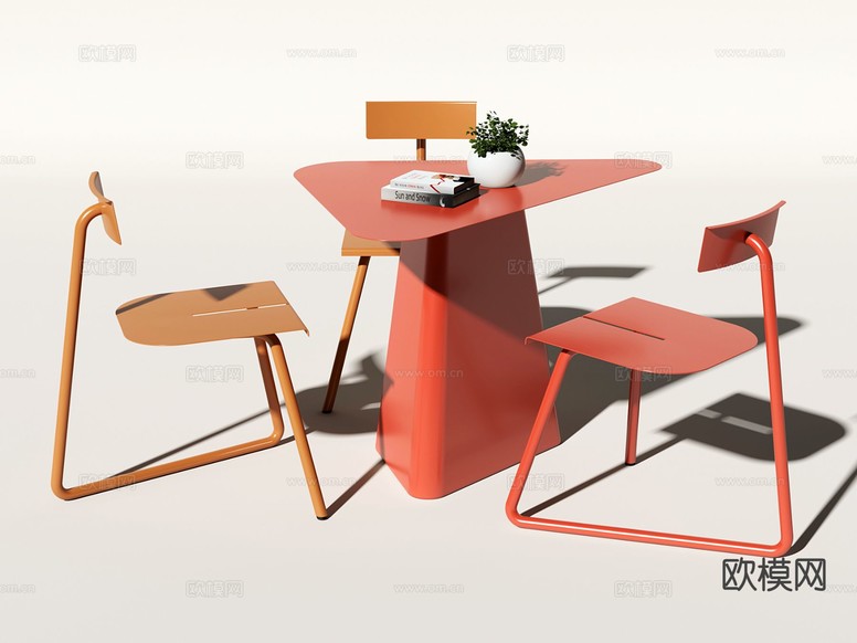 现代休闲桌椅3d模型下载