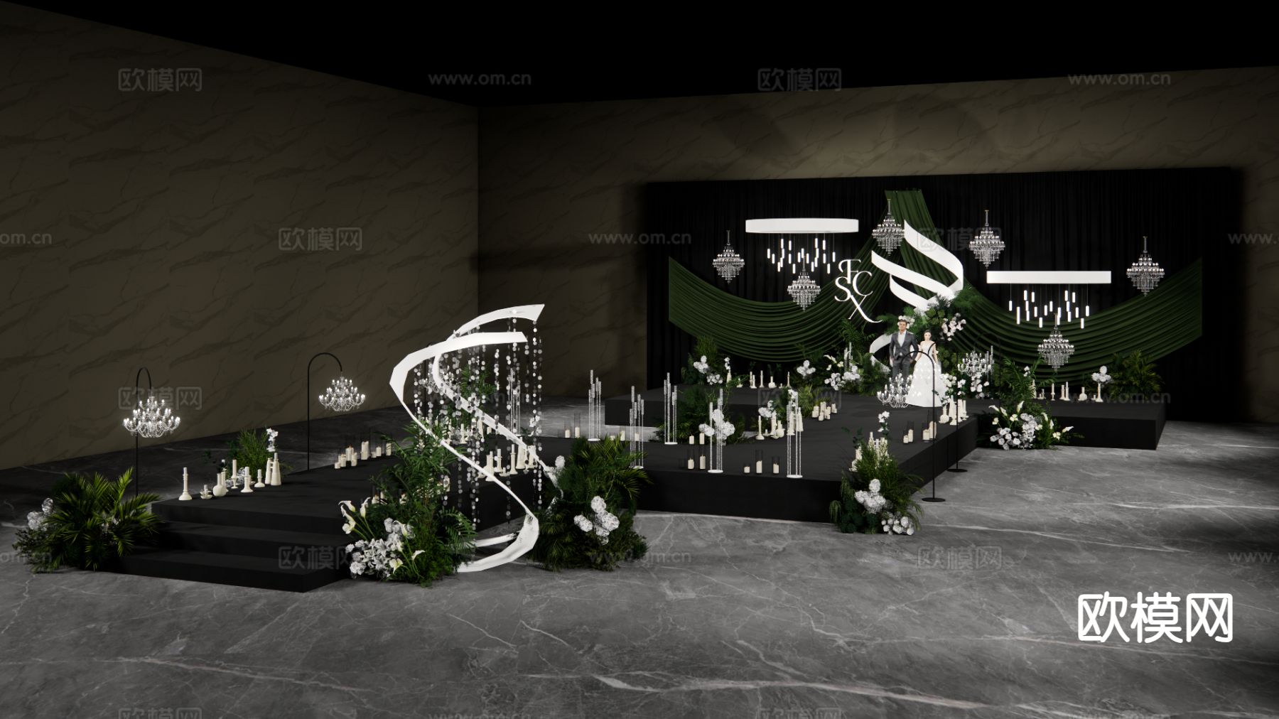 小众婚礼美陈su模型下载（渲染图4）
