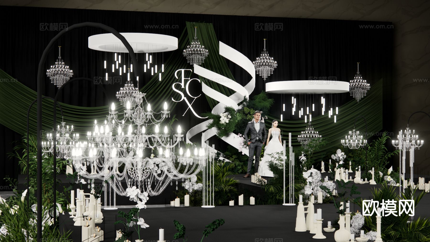 小众婚礼美陈su模型下载（渲染图3）