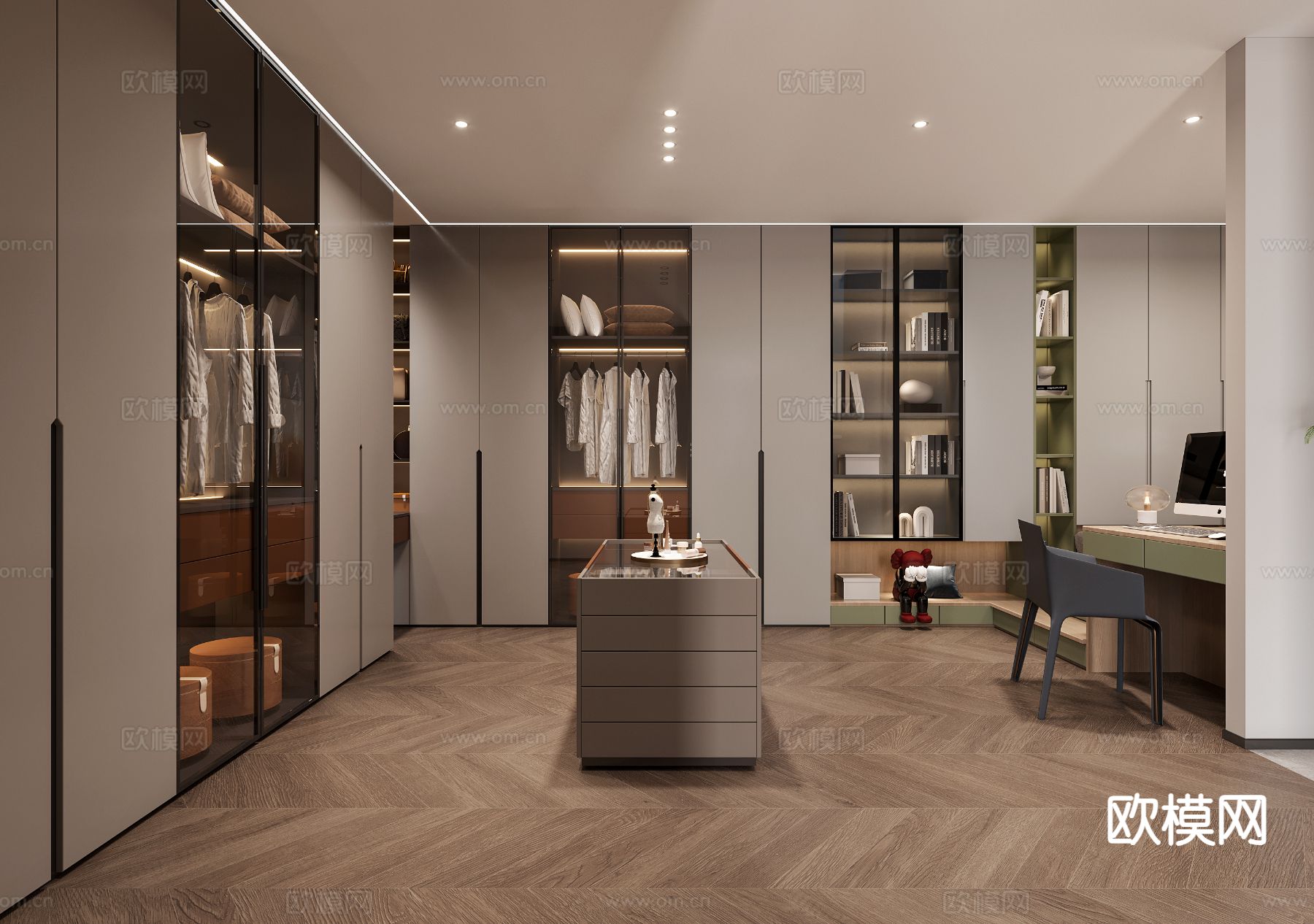 现代衣帽间3d模型下载