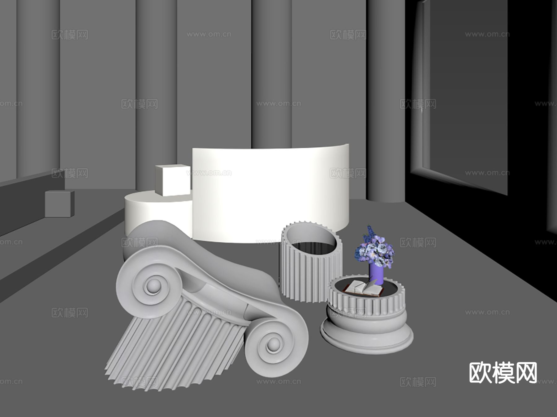 欧式椅子 休闲椅 桌几3d模型下载（渲染图2）