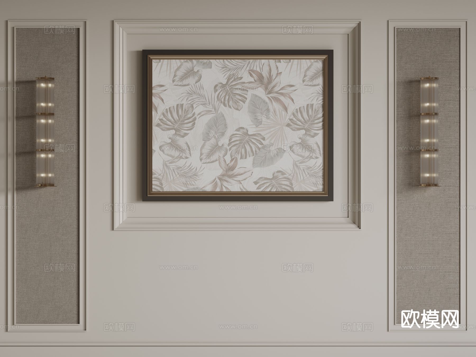 欧式背景墙 沙发背景3d模型下载