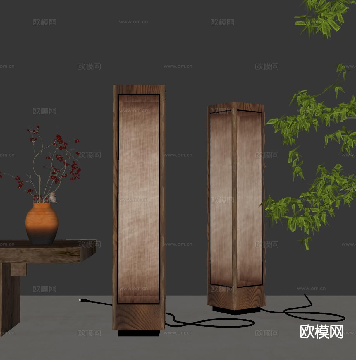 侘寂落地灯su模型下载（渲染图1）