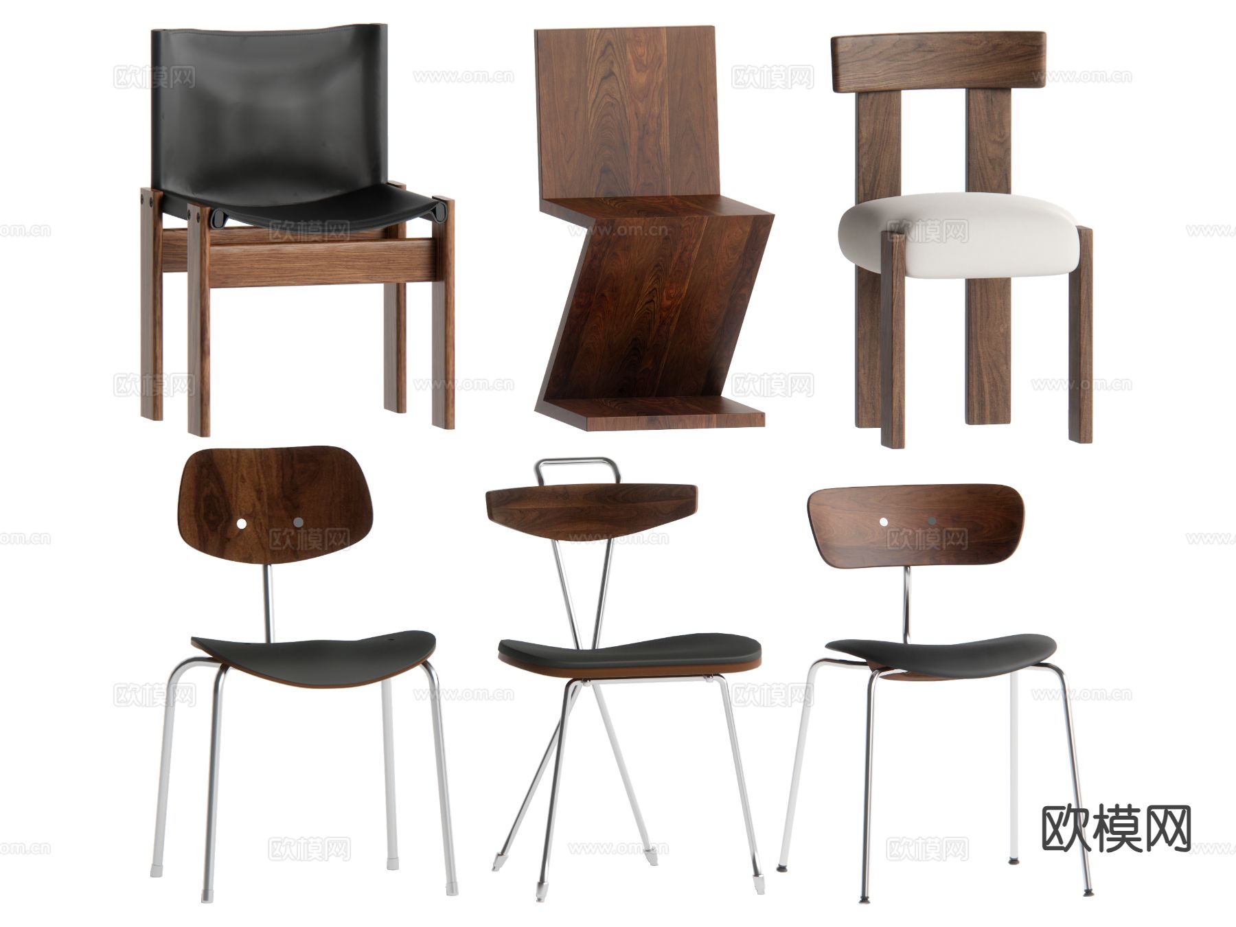 中古风单椅 餐椅su模型下载（渲染图2）