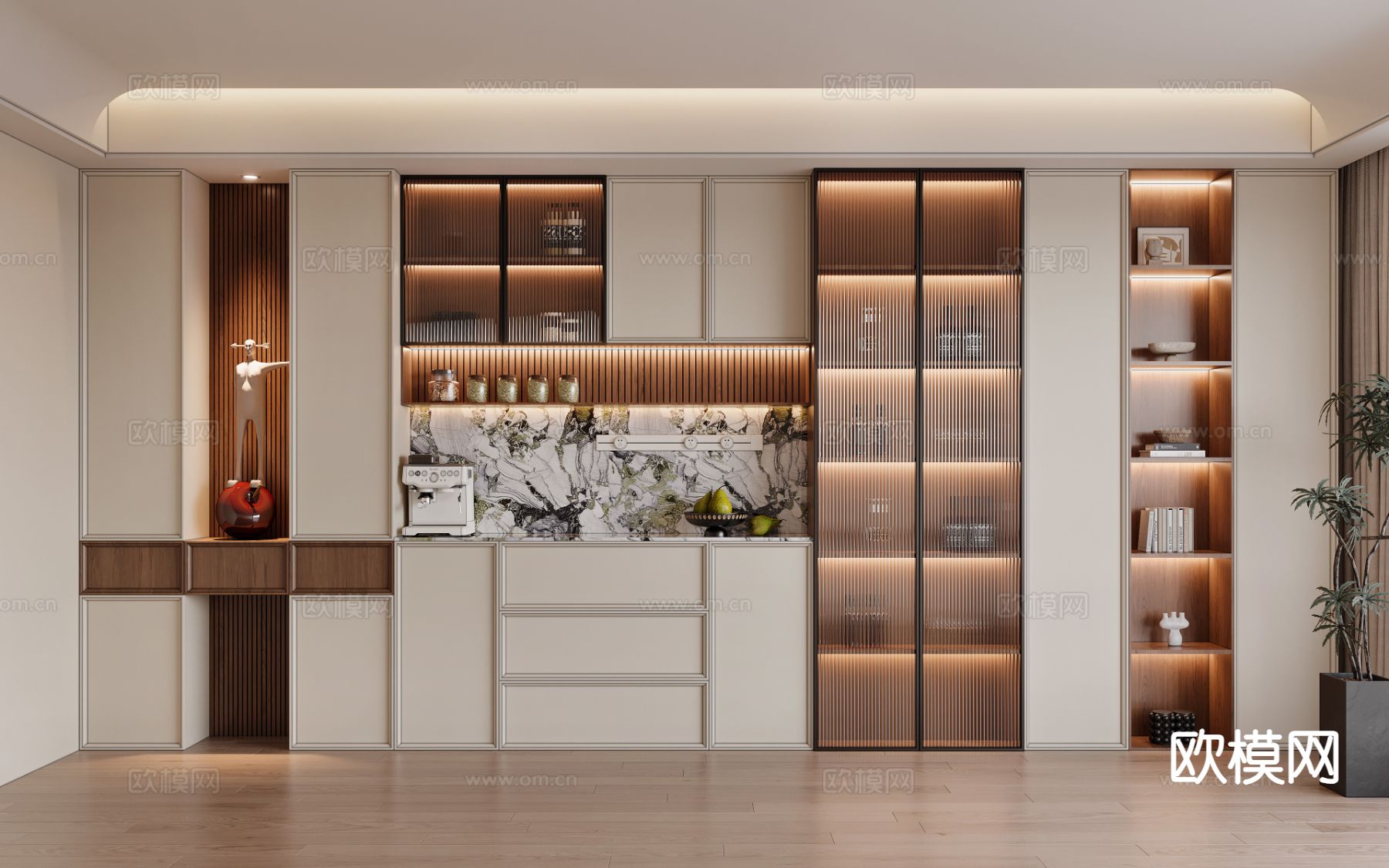 中古风酒柜 餐边柜3d模型下载