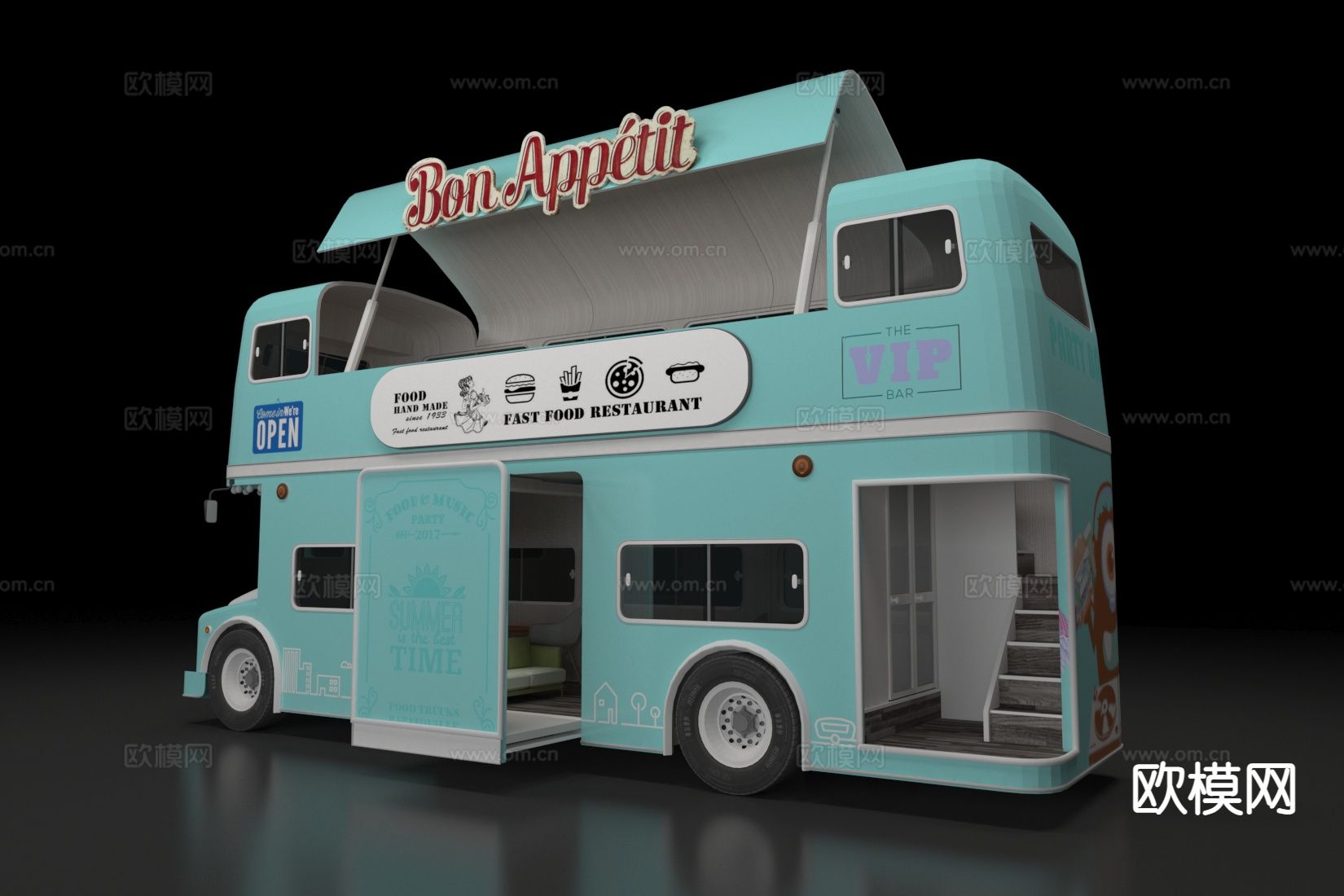 工业风快餐车3d模型下载（渲染图2）