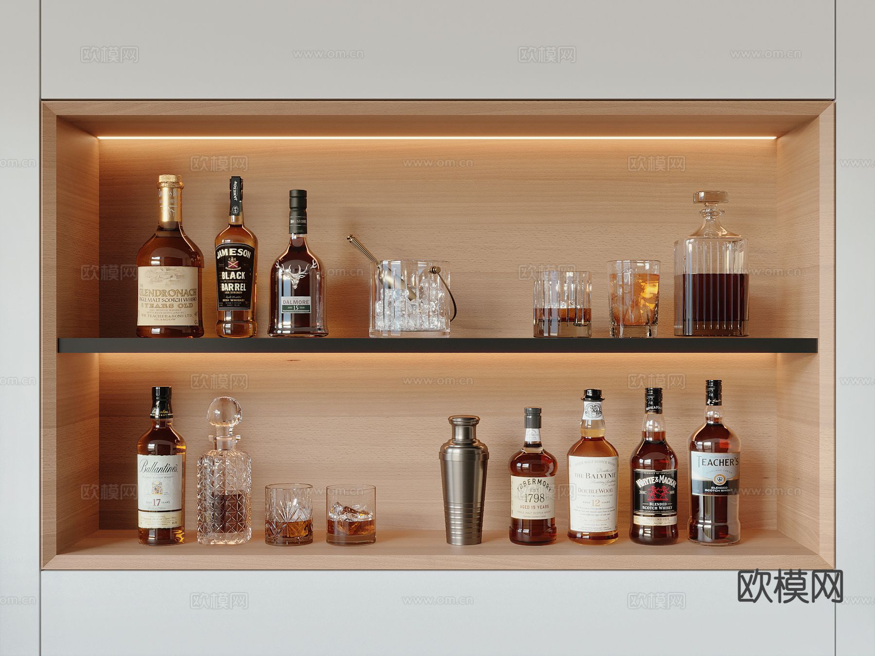 现代酒水 酒杯 洋酒3d模型下载