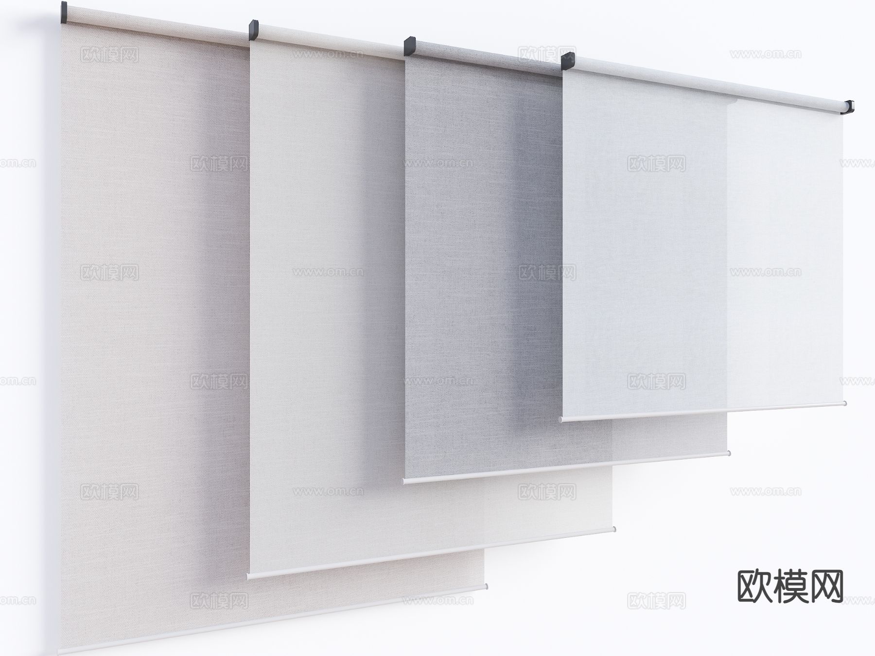 现代窗帘 卷帘 罗马帘3d模型下载