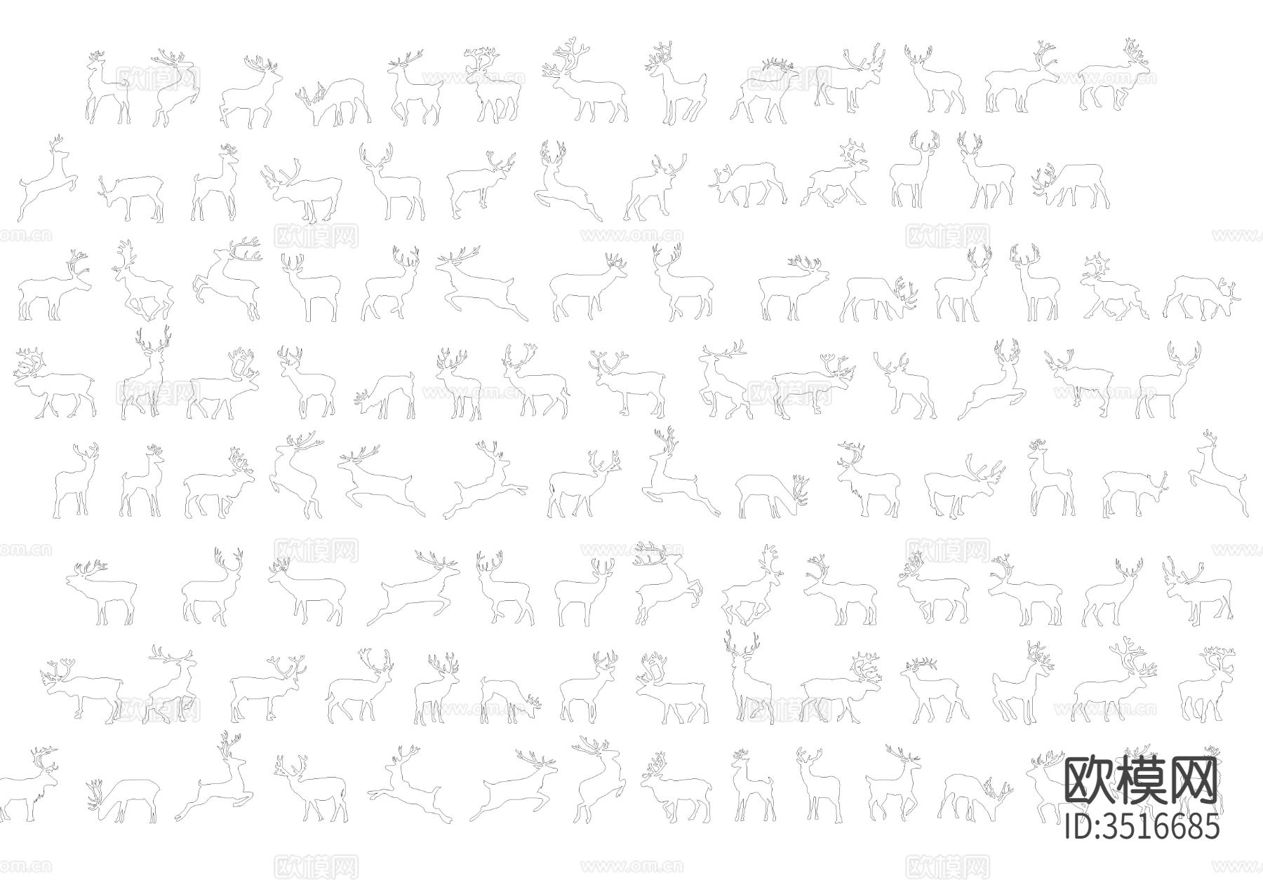 麋鹿CAD图库下载（渲染图1）