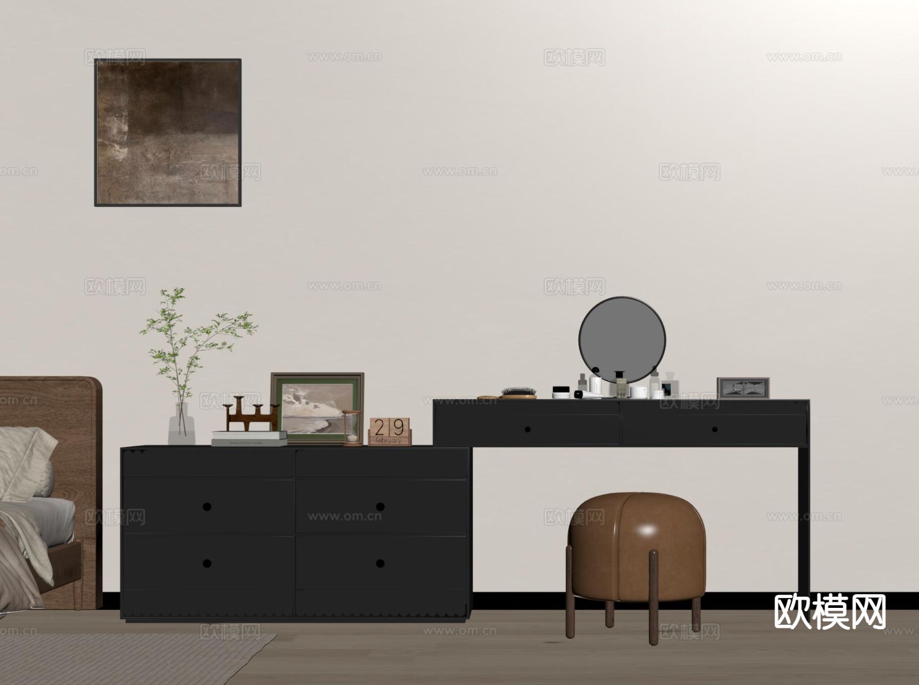 法式梳妆台su模型下载（渲染图1）