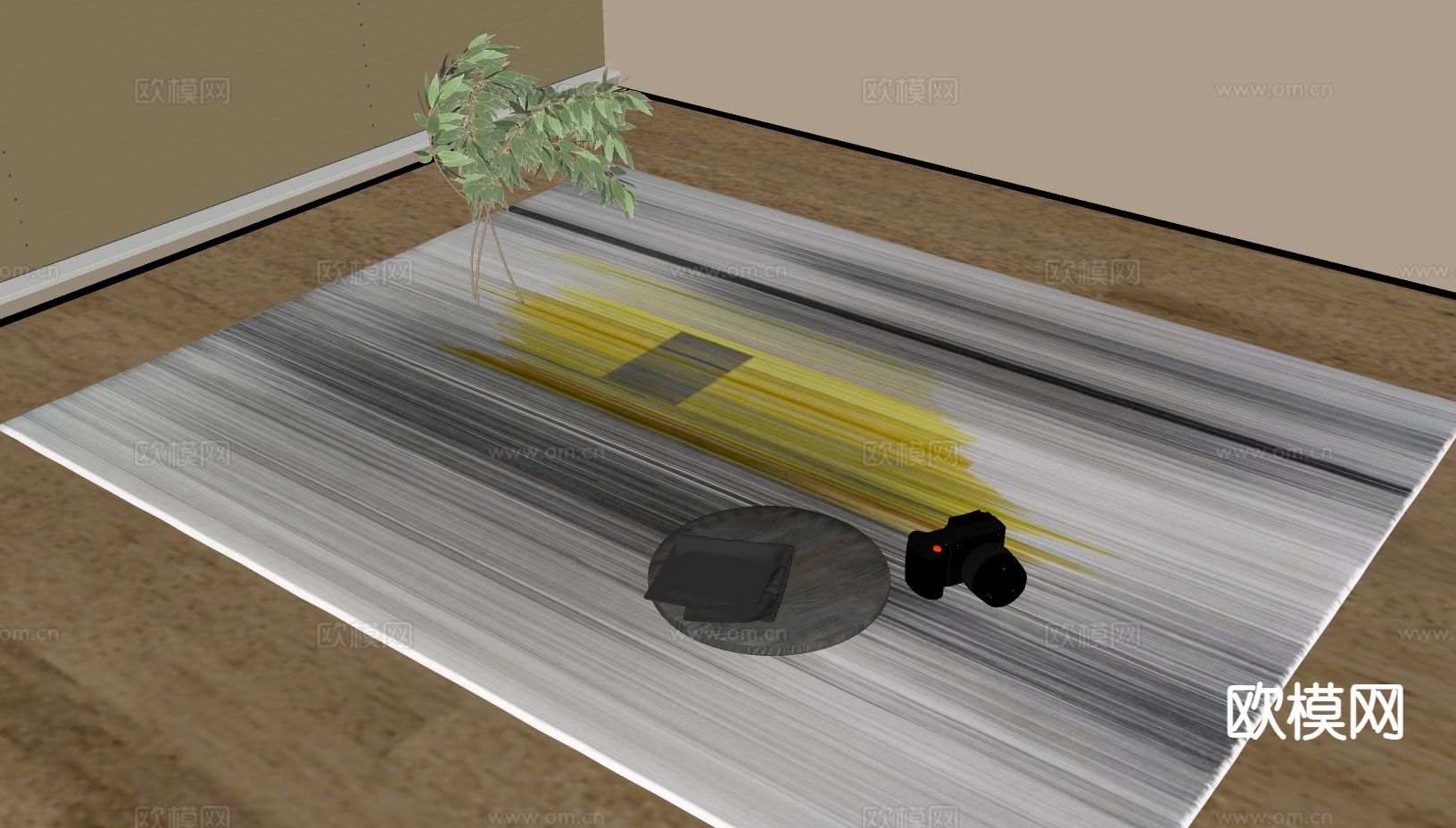 现代地毯su模型下载（渲染图1）