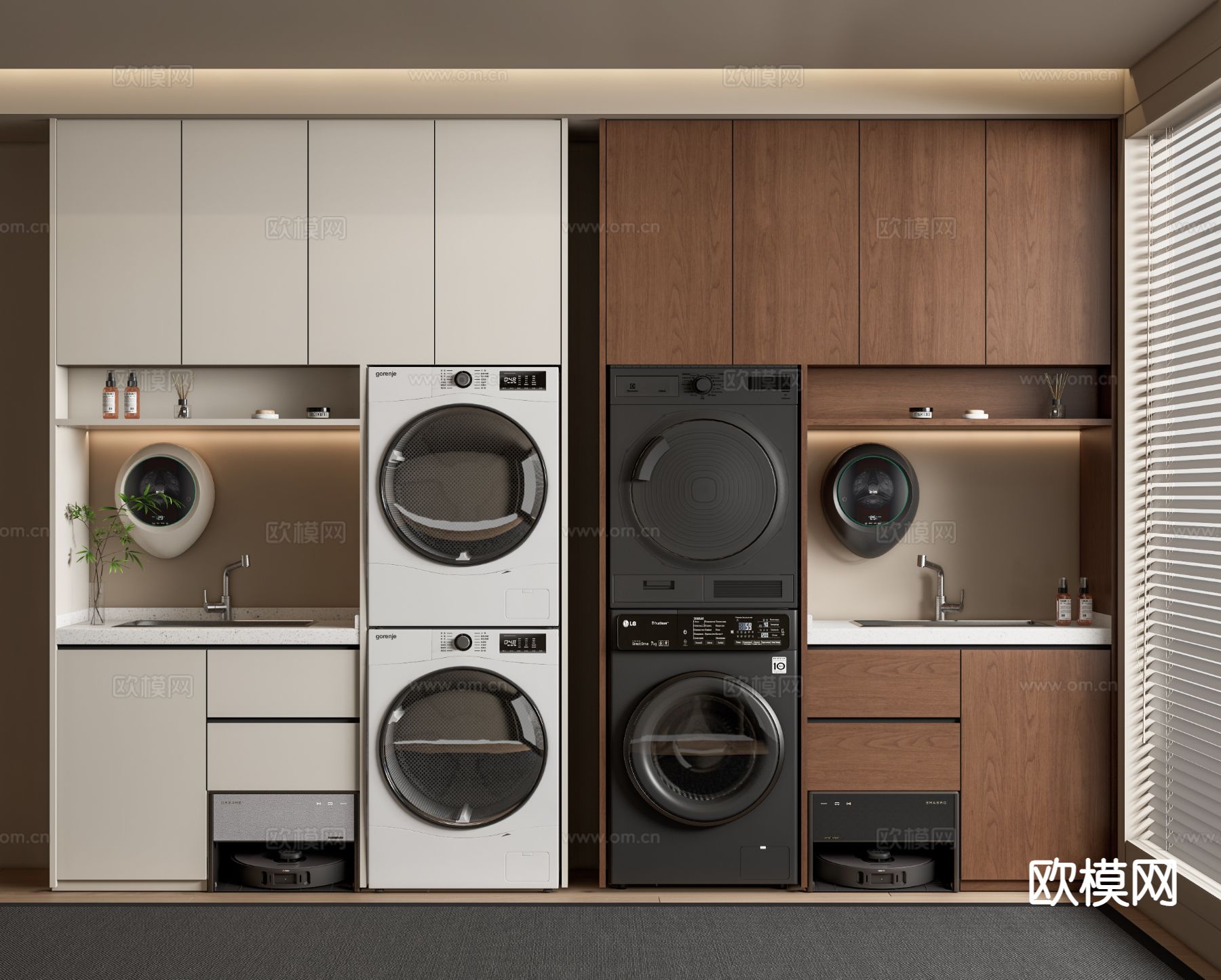 阳台洗衣机柜u模型