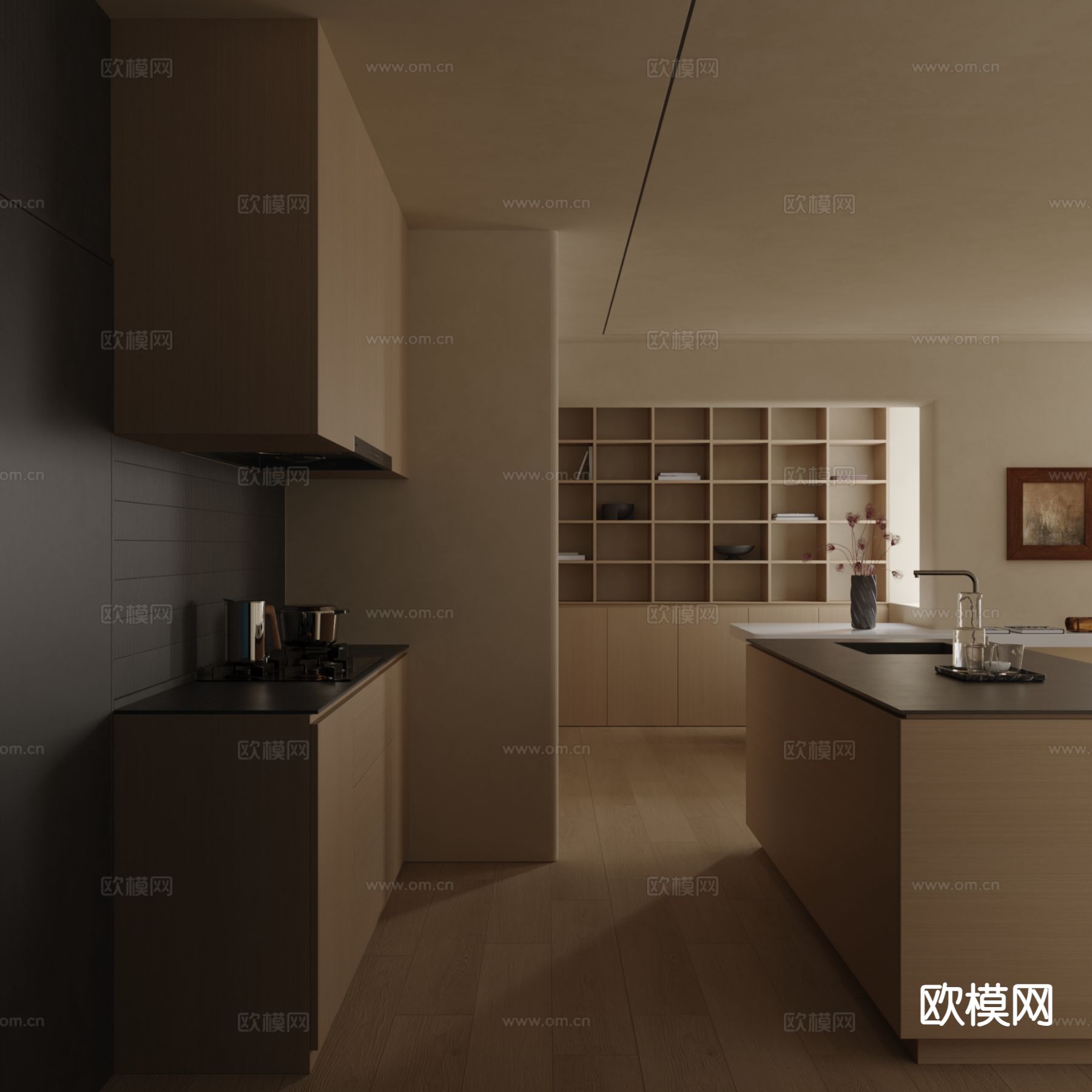 原木风客厅 横厅su模型下载（渲染图9）