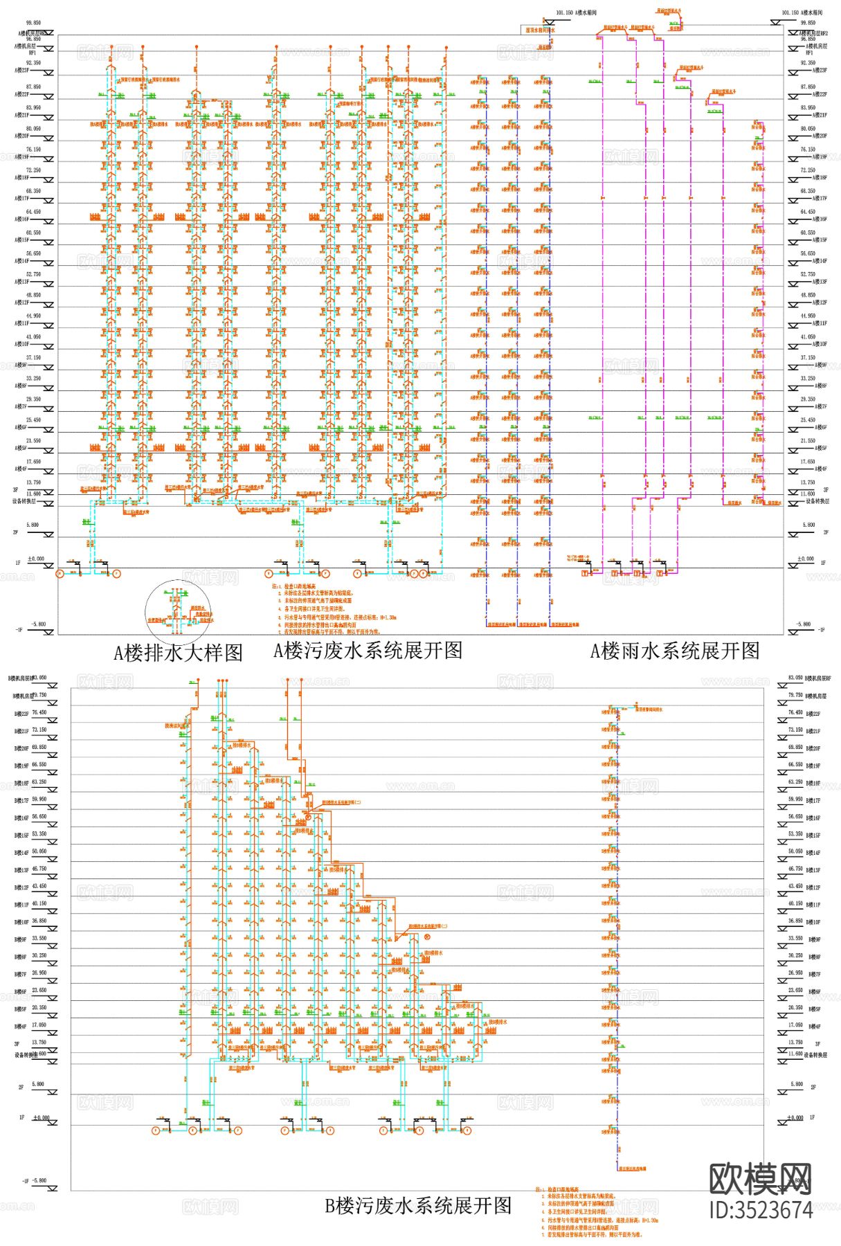 水泵房 热水系统 水箱间系统施工图下载（渲染图6）