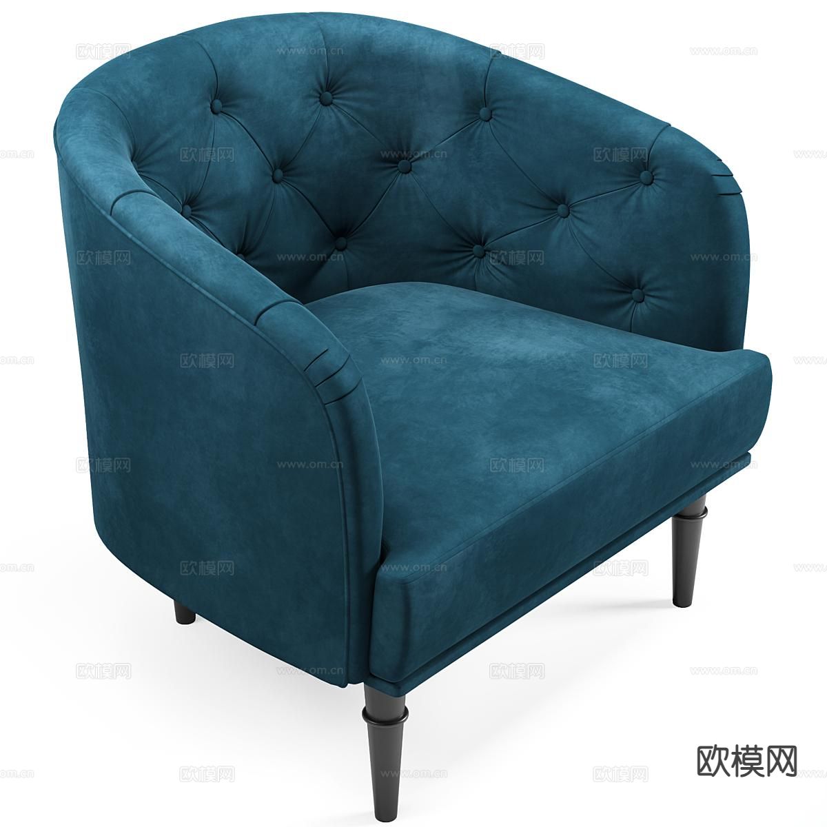 欧式古典 布艺沙发 单人沙发3d模型