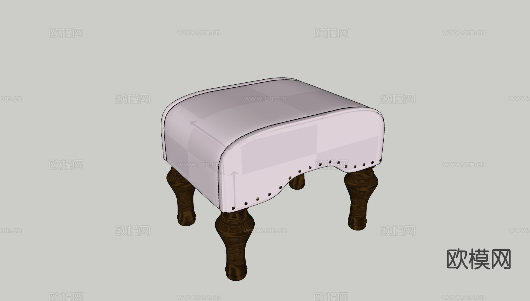 美式换鞋凳 矮凳 梳妆凳su模型下载（渲染图1）