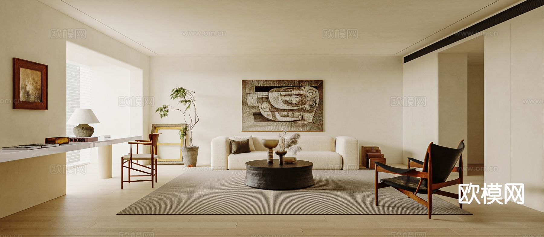 原木风客厅 横厅su模型下载（渲染图3）