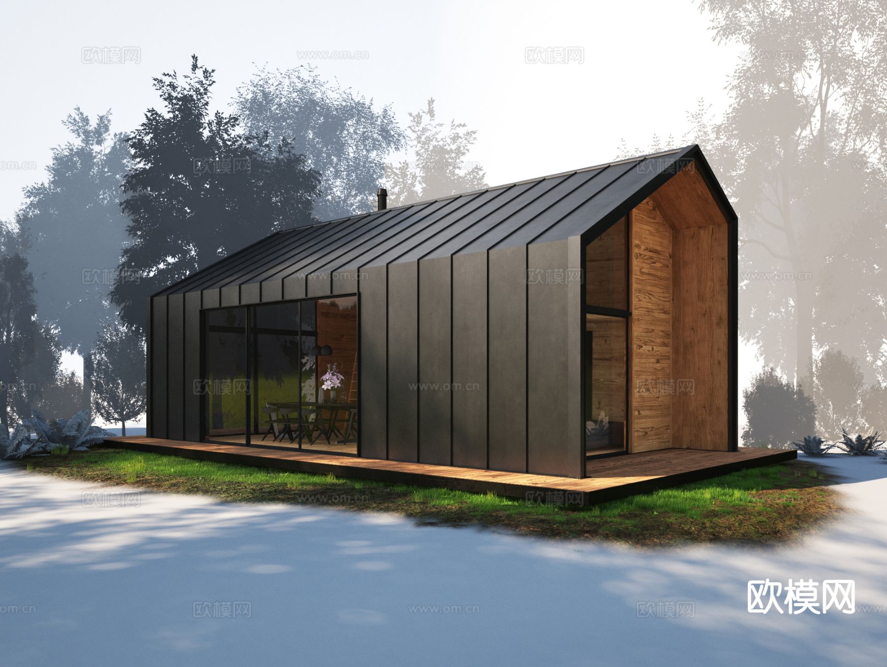 现代别墅外观 木屋3d模型下载