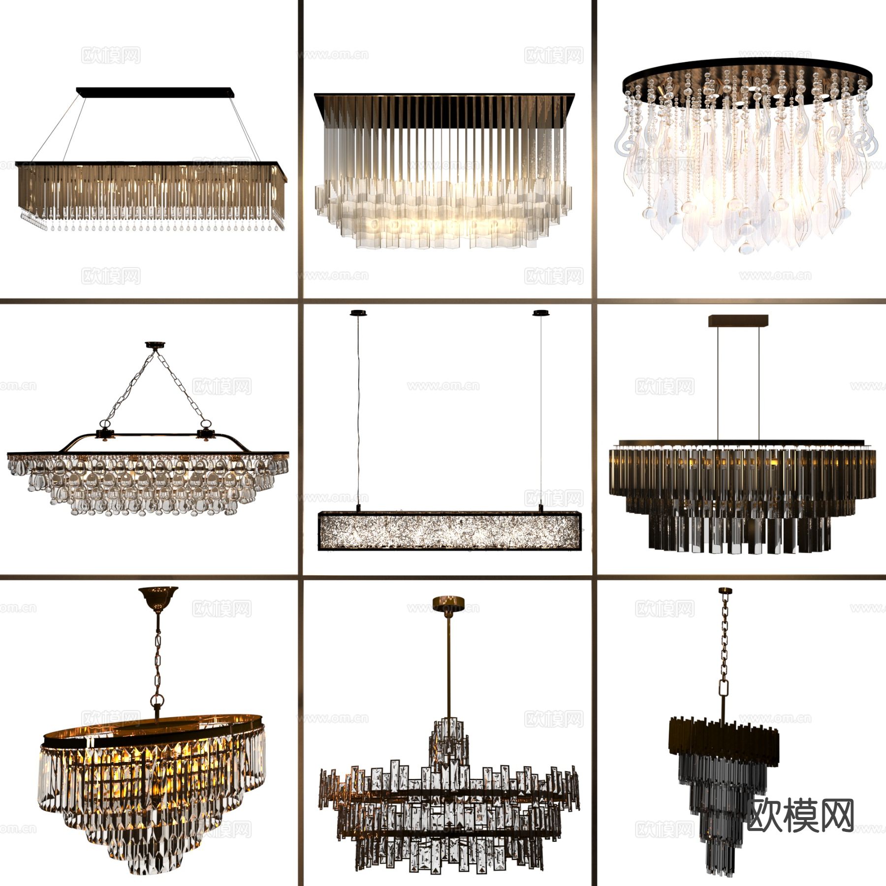 轻奢水晶灯 吸顶灯 吊灯3d模型下载