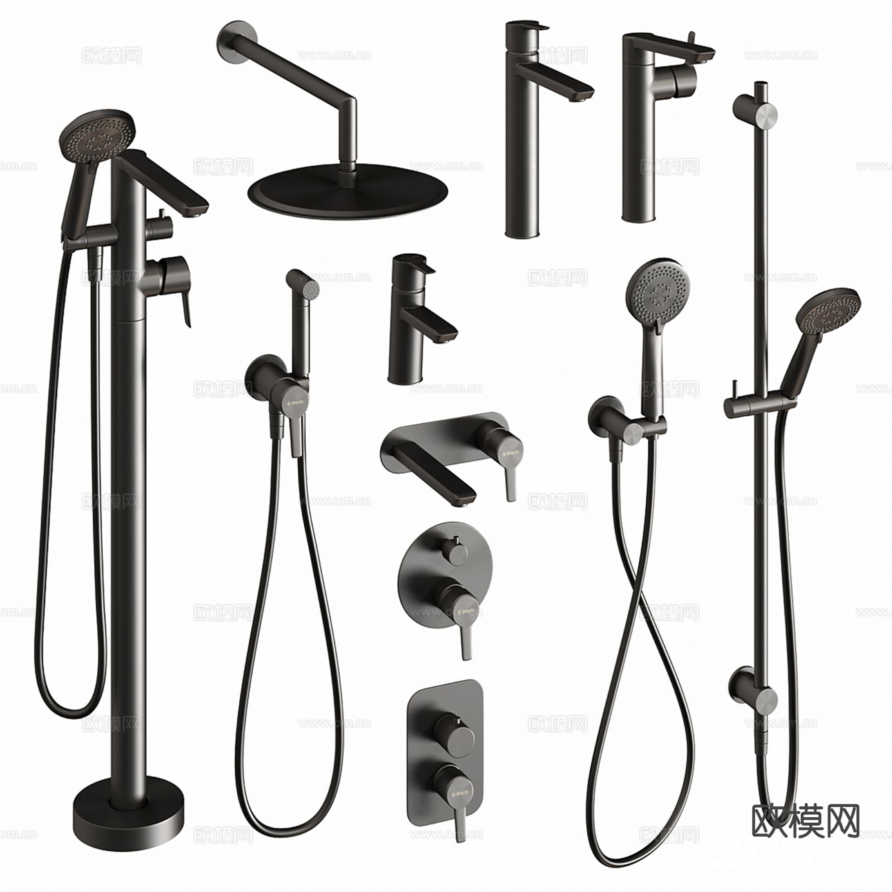 现代花洒 水龙头 淋浴挂件3d模型下载（渲染图1）