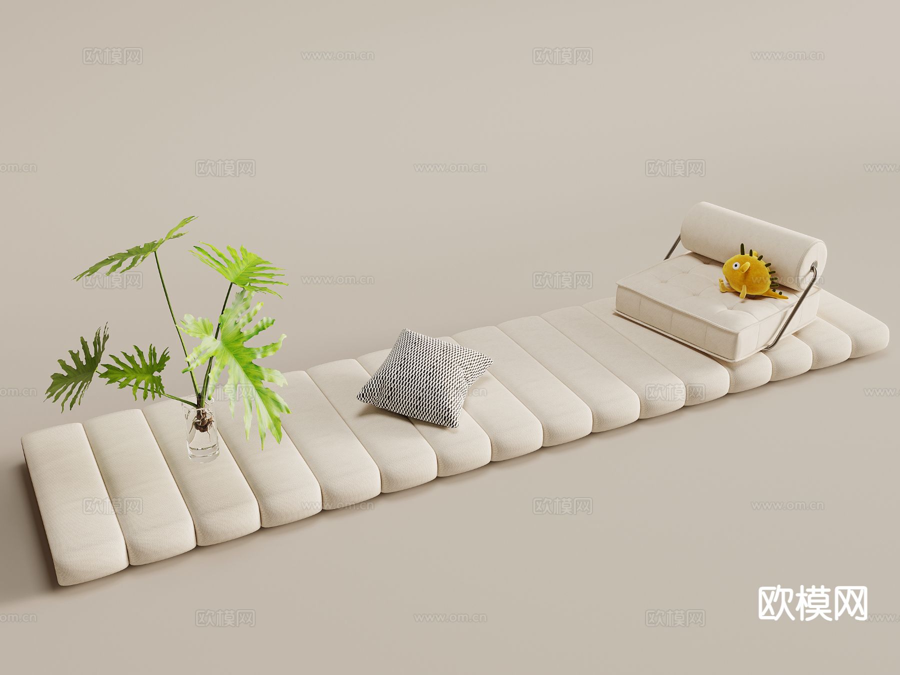 奶油风飘窗垫 坐垫 垫子3d模型下载