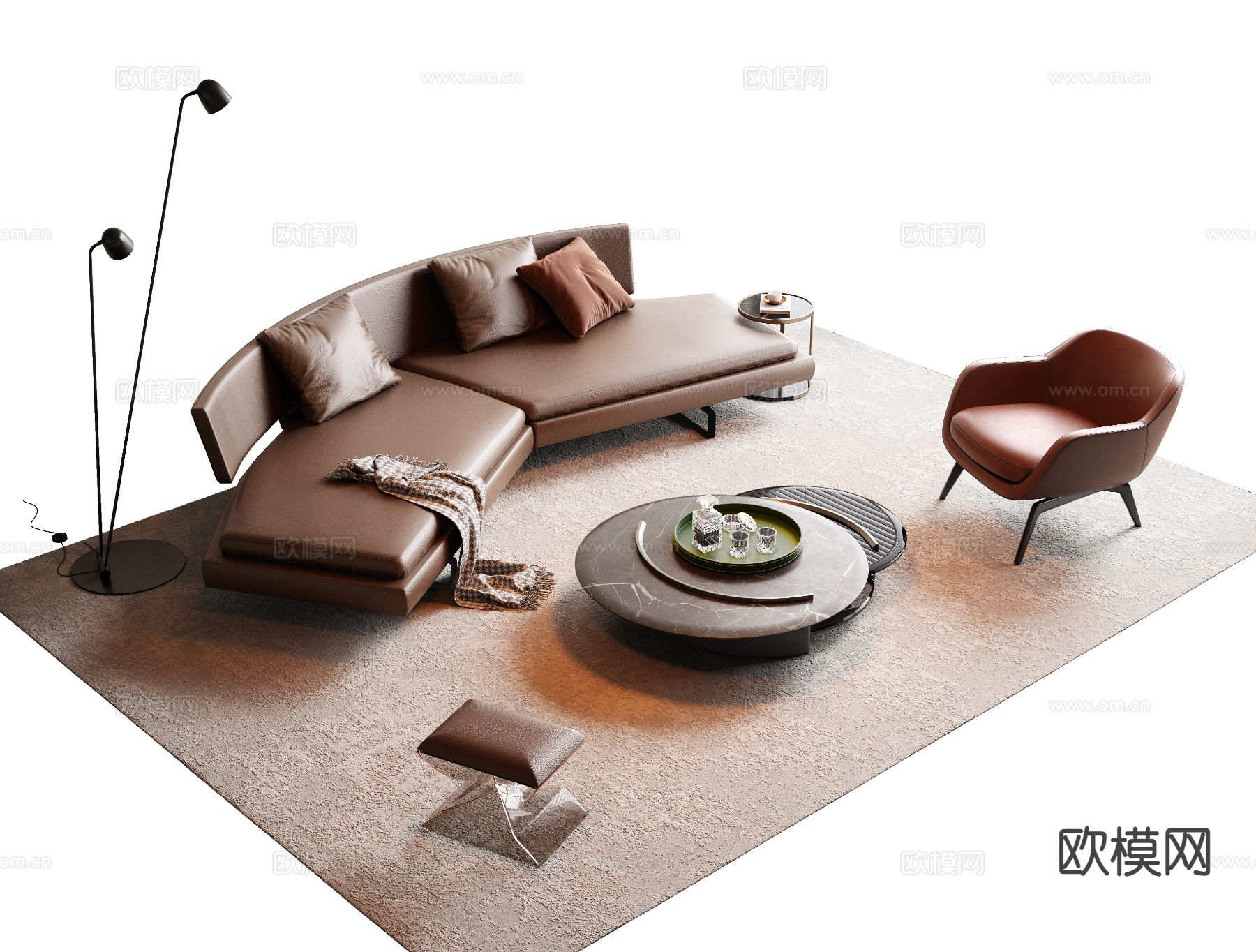 意式组合沙发3d模型下载