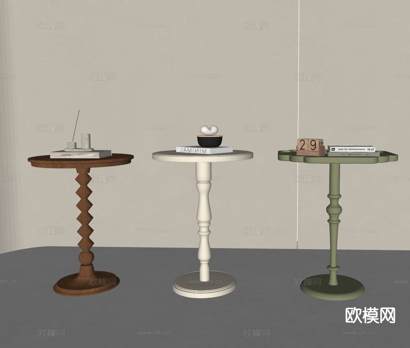 法式边几 角几su模型下载（渲染图1）