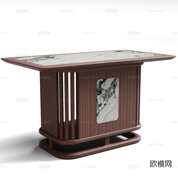 新中式端景台 玄关台3d模型下载(渲染图1)