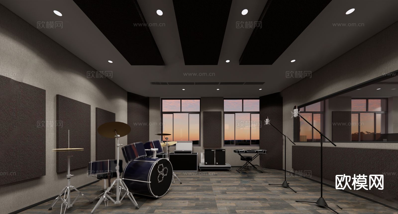 音乐工作室 音乐娱乐室su模型下载（渲染图2）