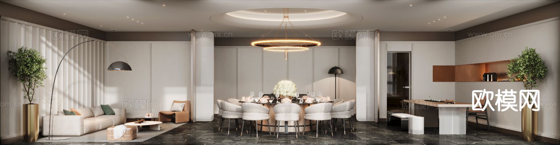 现代酒楼包间 豪华包房3d模型下载（渲染图3）