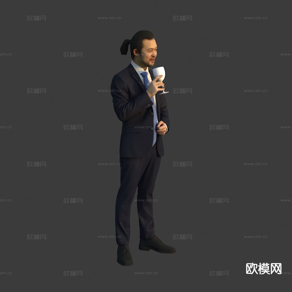 亚洲西装男人 应酬喝酒聚会人物3d模型下载