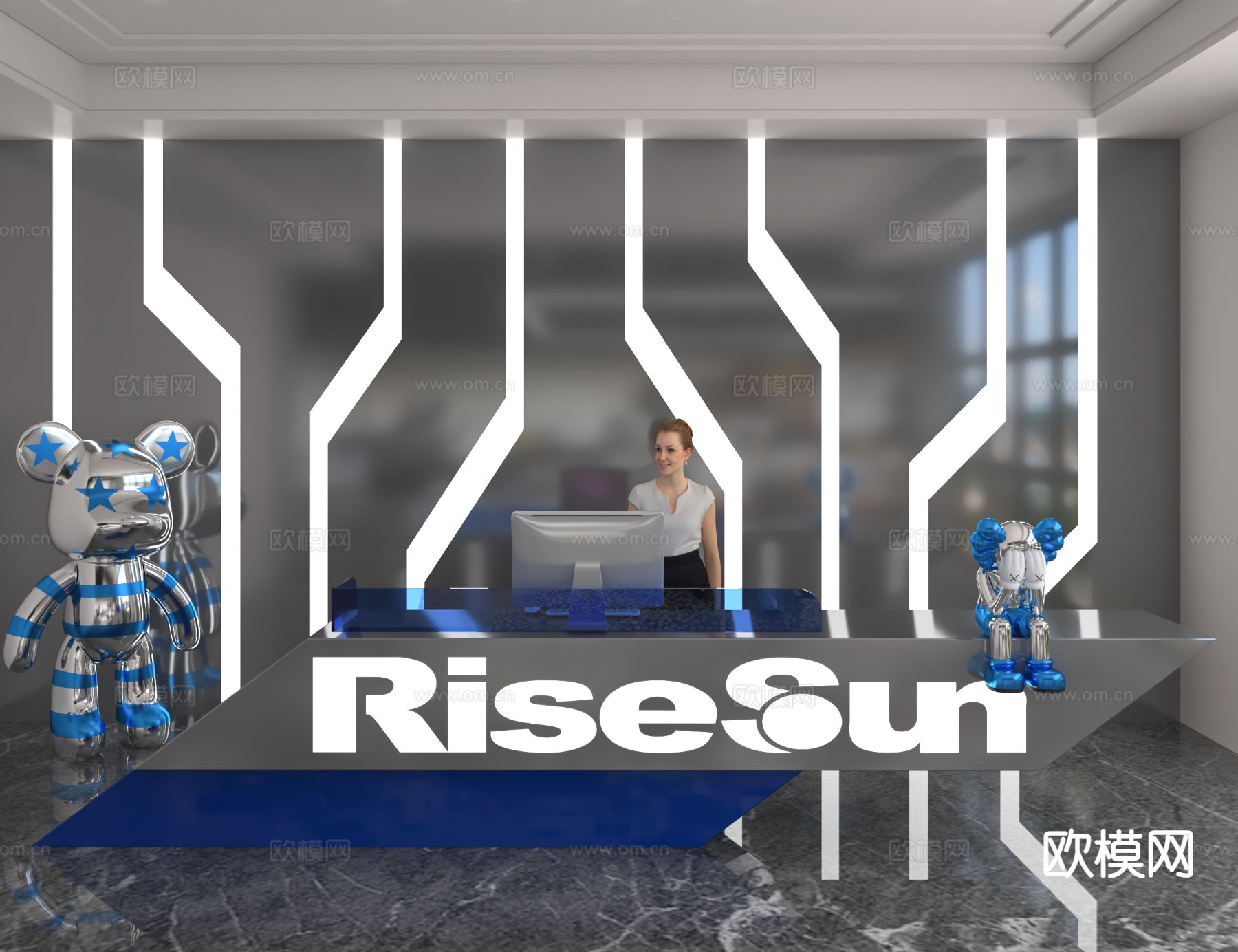 现代前台 接待台 服务台3d模型下载