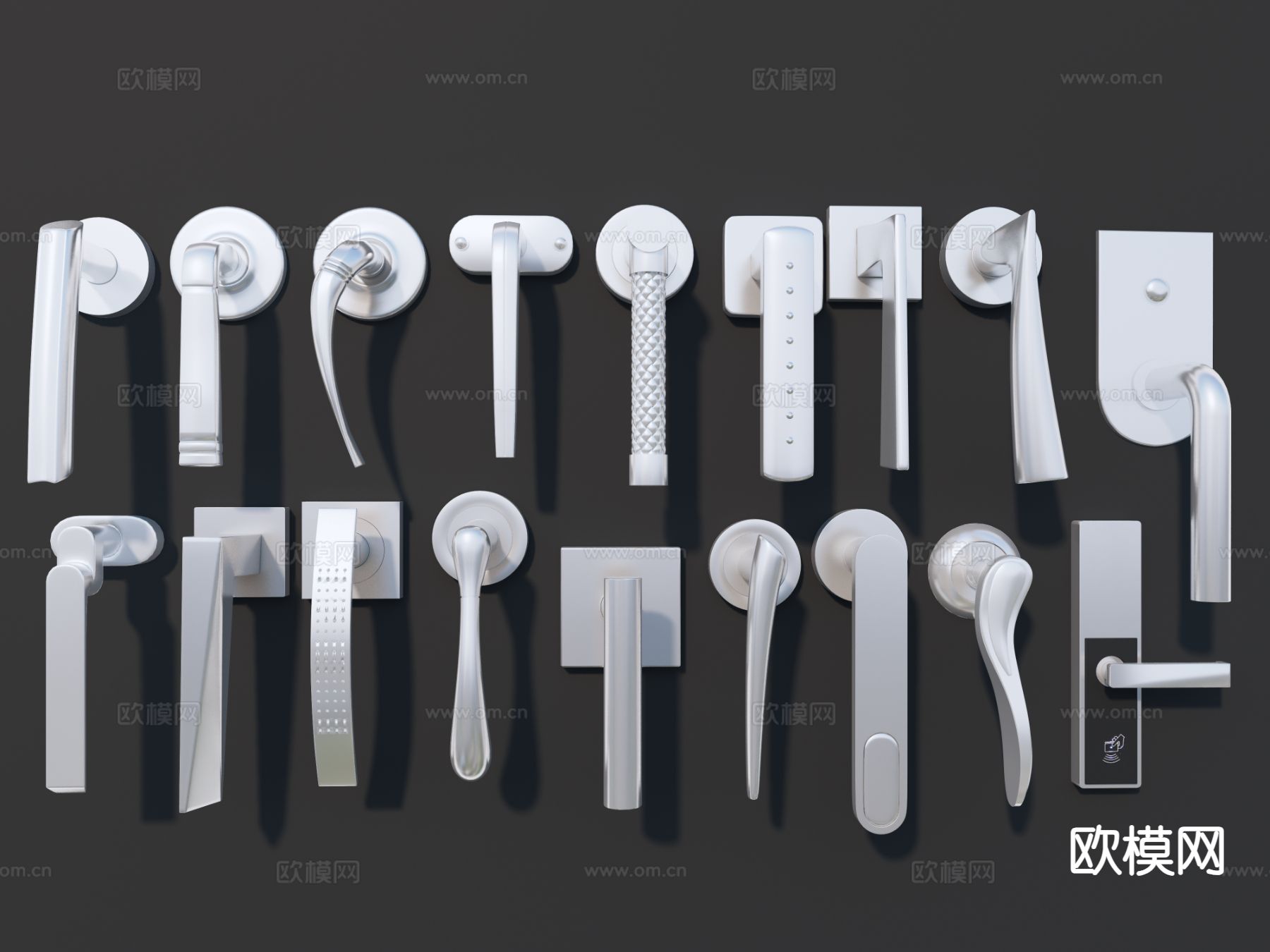 美式门把手 拉手 门锁3d模型下载