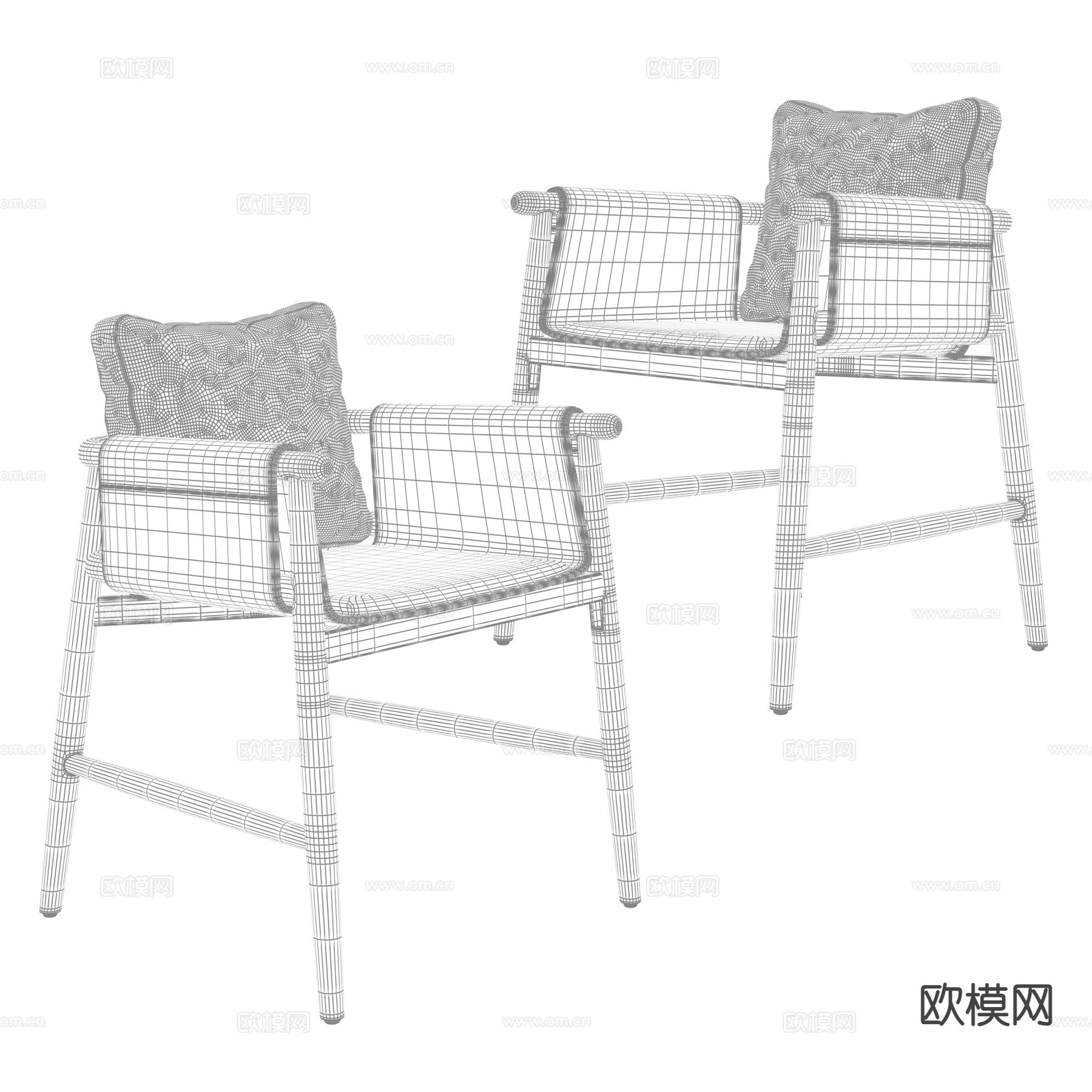 Poliform 单椅 椅子 餐椅 皮椅3d模型下载（渲染图2）