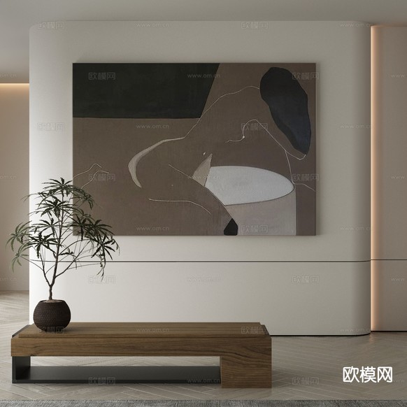 侘寂艺术画 肌理画 装饰画3d模型下载