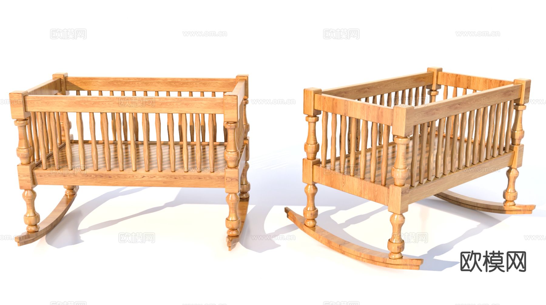 现代婴儿床 摇摇床su模型下载（渲染图2）