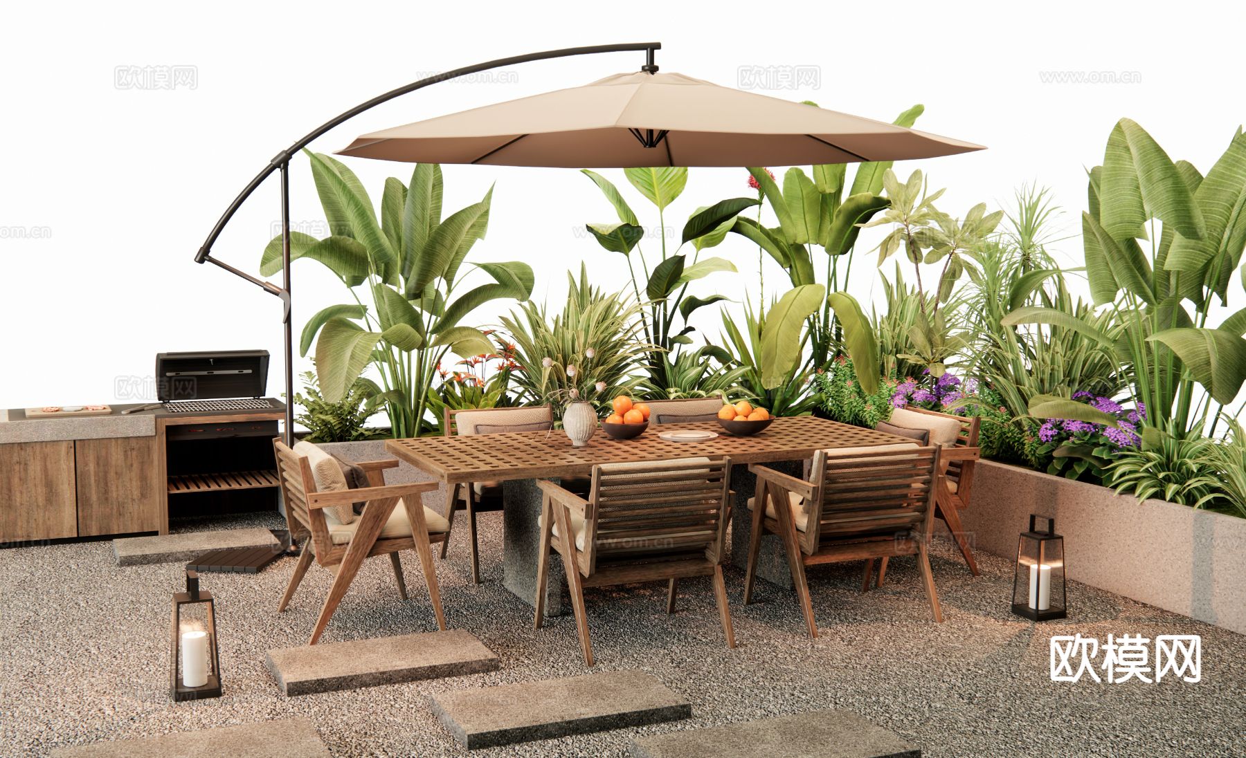 现代户外桌椅 露营桌椅3d模型下载