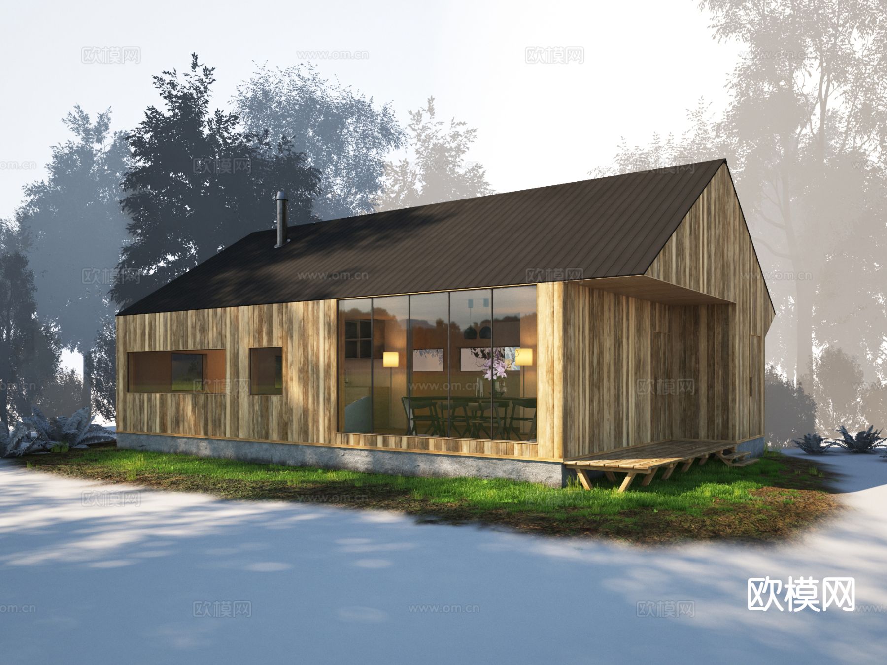 现代别墅外观 木屋3d模型下载
