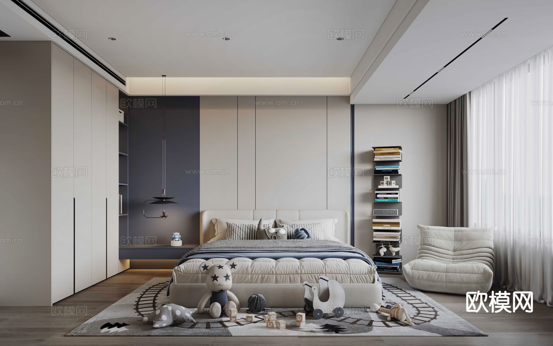 现代儿童房 男孩房3d模型下载
